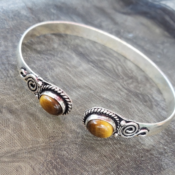 3 Artisan made adjustable bangles/GENUINE STONES - Picture 4 of 4